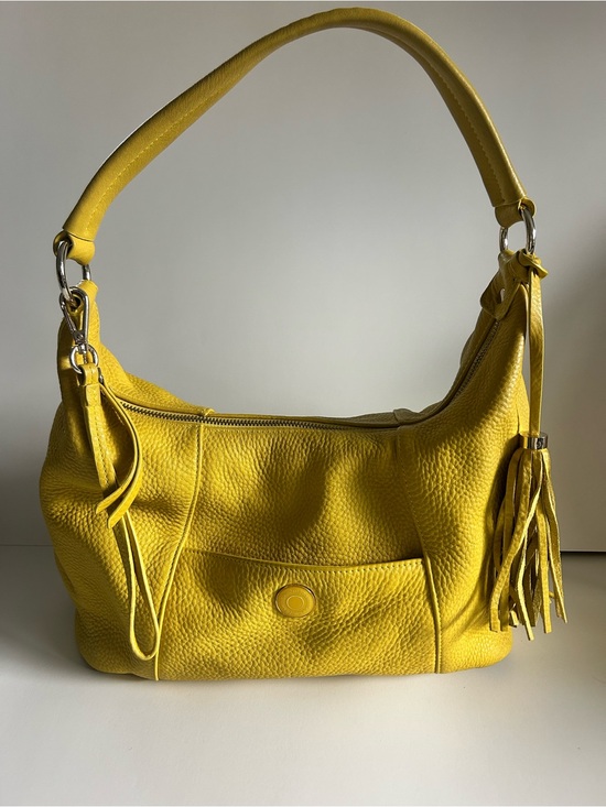 Isaac Mizrahi Handbags - Isaac Mizrahi Yellow Leather Hobo Bag with Tassel